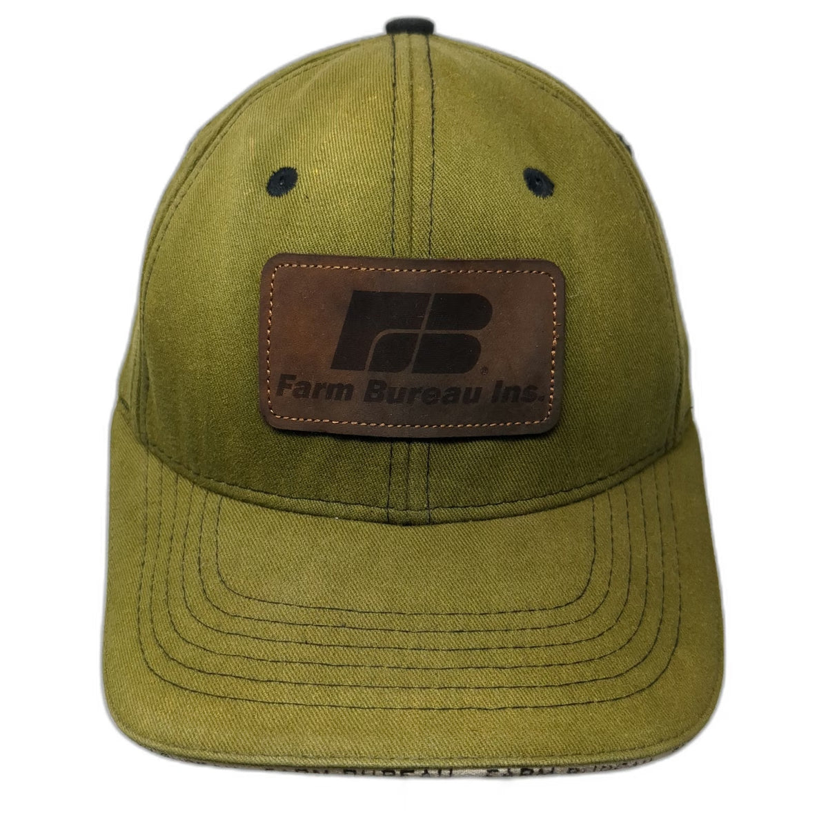 Buck's Bags Baseball Cap Green One Size Farm Bureau Idaho Leather Patch Logo Hat