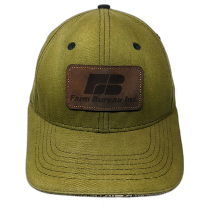 Buck's Bags Baseball Cap Green One Size Farm Bureau Idaho Leather Patch Logo Hat