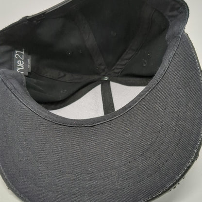 rue 21 Snapback Hat Black One Size Brooklyn New York Faux Leather Flat Brim