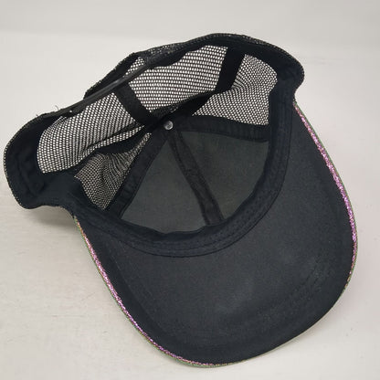 Trucker Hat Green Purple One Size Iridescent Crackle Metallic Mesh Back Hat