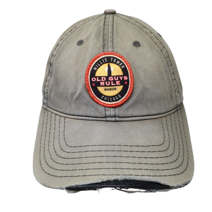 Willis Tower Chicago Old Guys Rule Slideback Hat Tan OS Adjustable Distressed