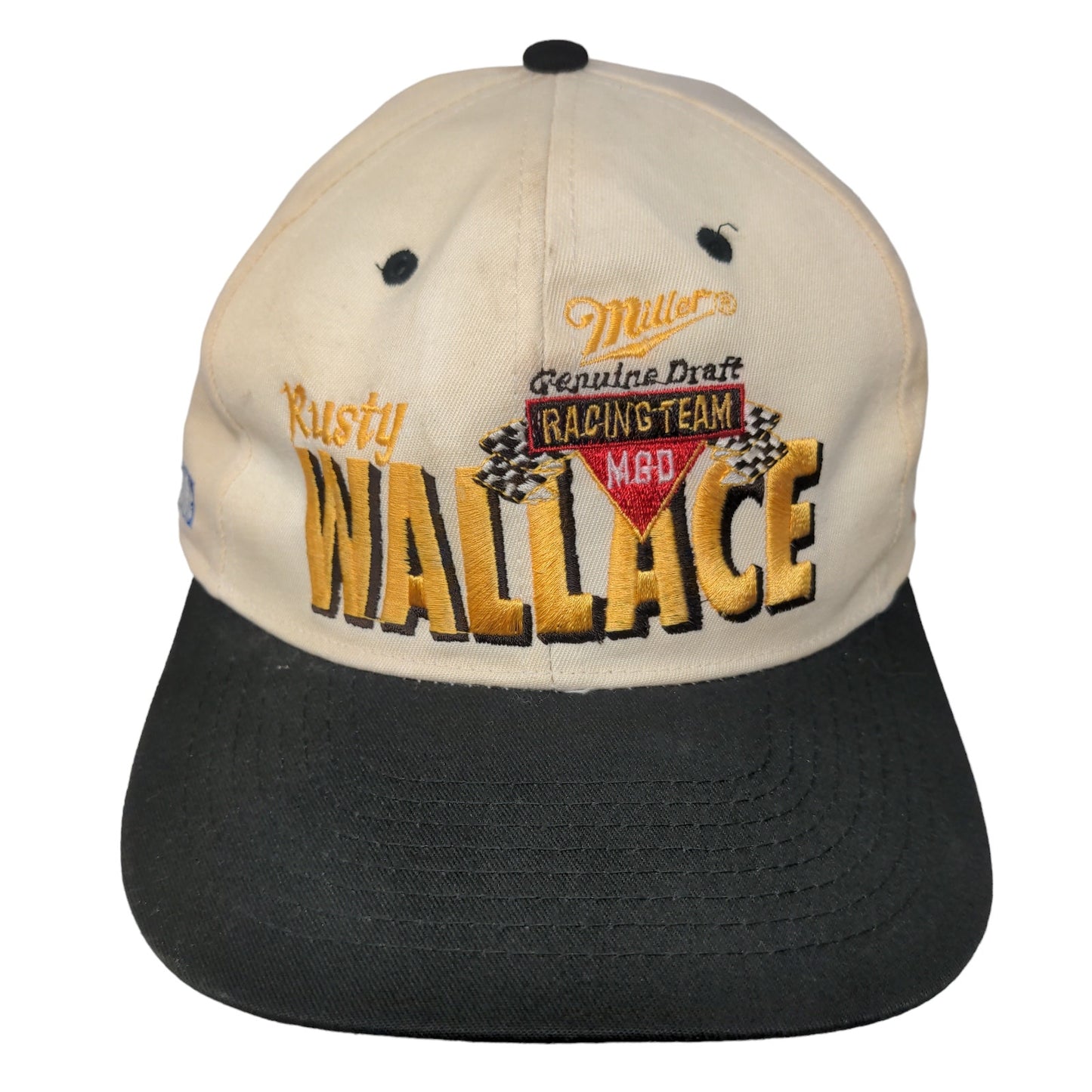 Rusty Wallace Men's Snapback Hat Tan OSFA Embroidered #2 Miller Draft Team
