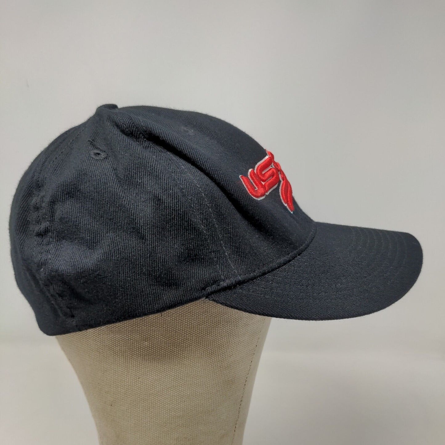 USSSA Men's Fitted Hat Black Size S-M Embroidered Logo Acrylic Wool Blend