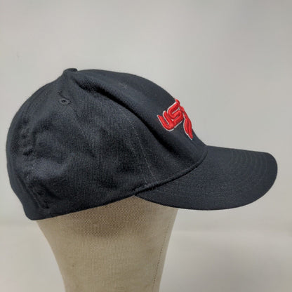 USSSA Men's Fitted Hat Black Size S-M Embroidered Logo Acrylic Wool Blend