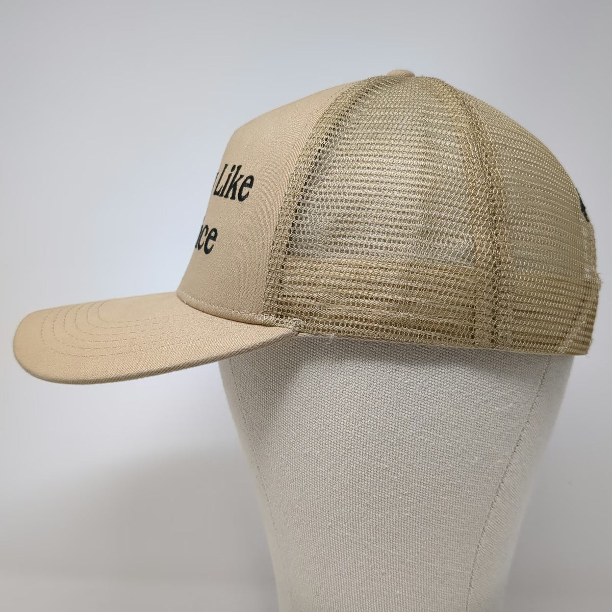 FACE FOUNDRIE Trucker Hat Beige One Size Mesh Back I Really Like Your Face