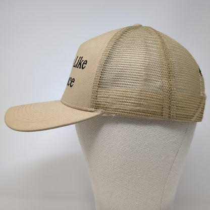 FACE FOUNDRIE Trucker Hat Beige One Size Mesh Back I Really Like Your Face
