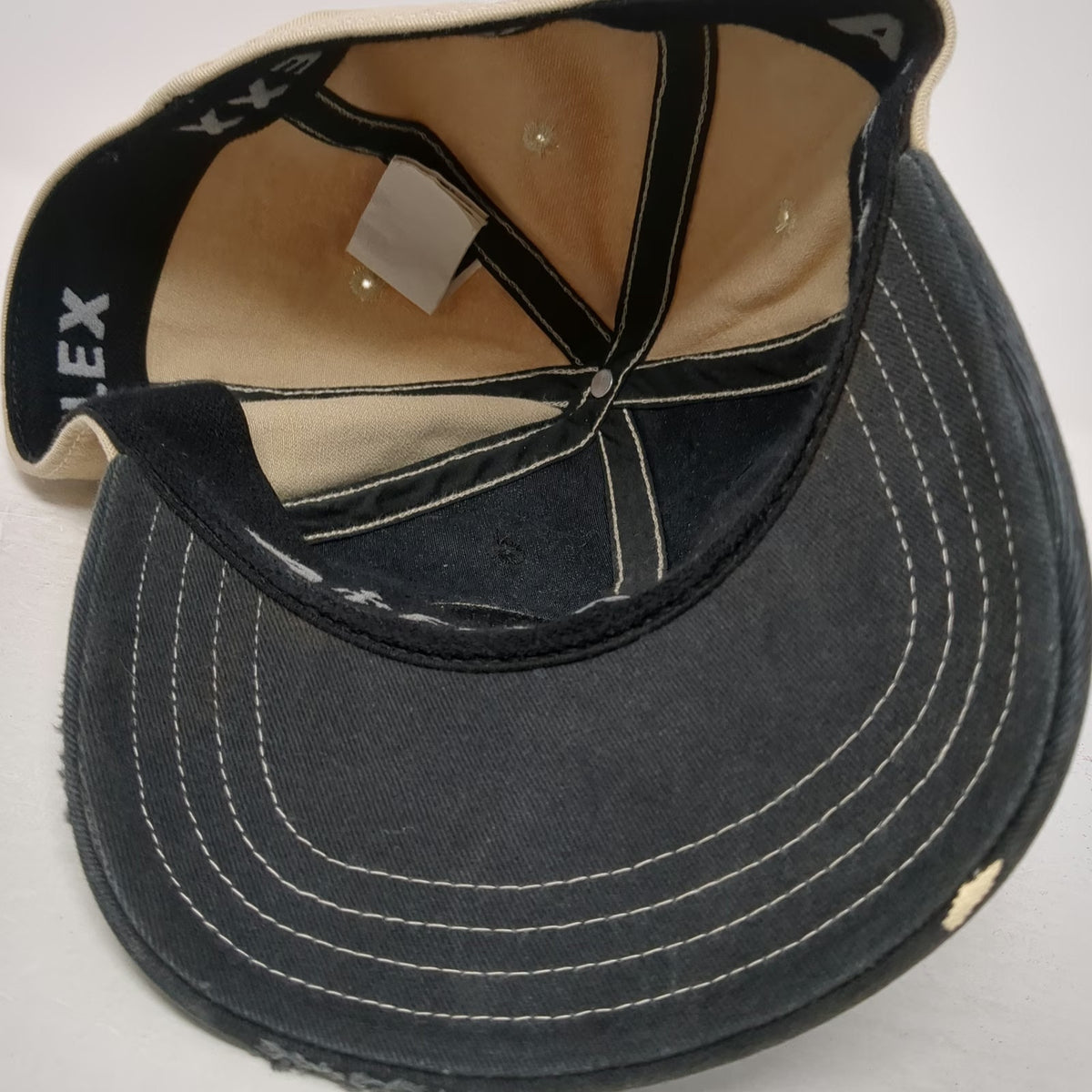The North Face Baseball Cap Black Beige M Embroidered Paint Splatter Logo Hat