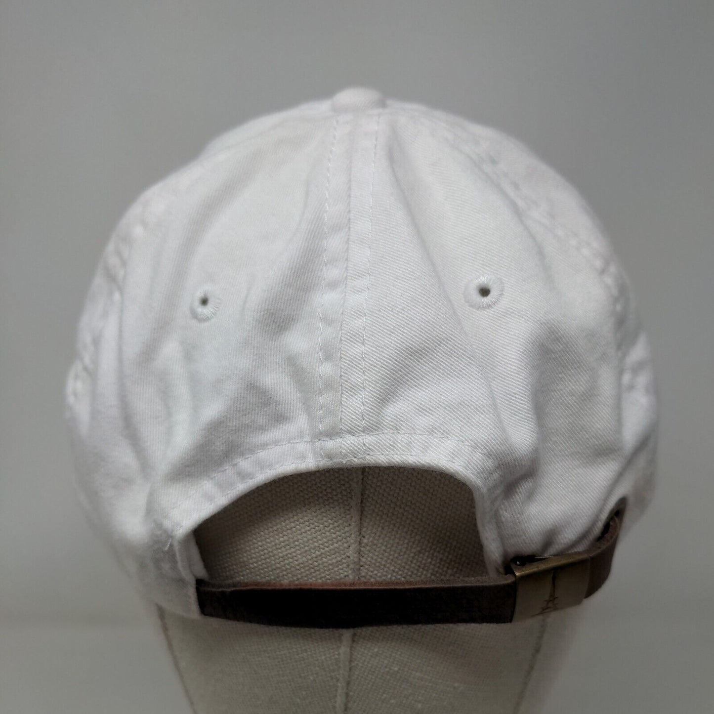 Let's Go Brandon Slideback Hat White One Size Embroidered Leather Strap