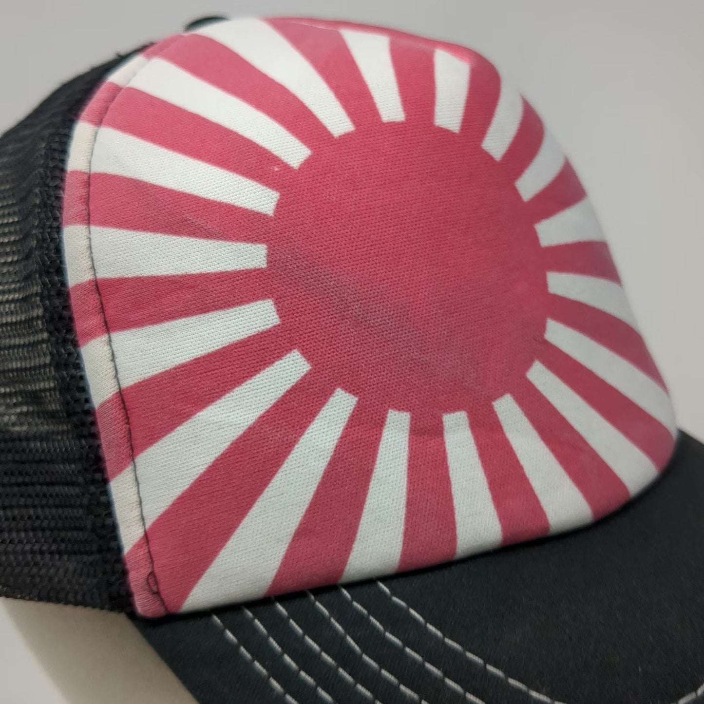 Hollywood Mirror Trucker Hat Black Red White One Size Rising Sun Mesh Back Hat