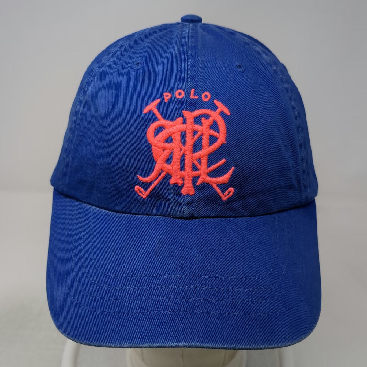 Polo Ralph Lauren Baseball Cap Blue Pink One Size Monogram Crossed Mallets Hat