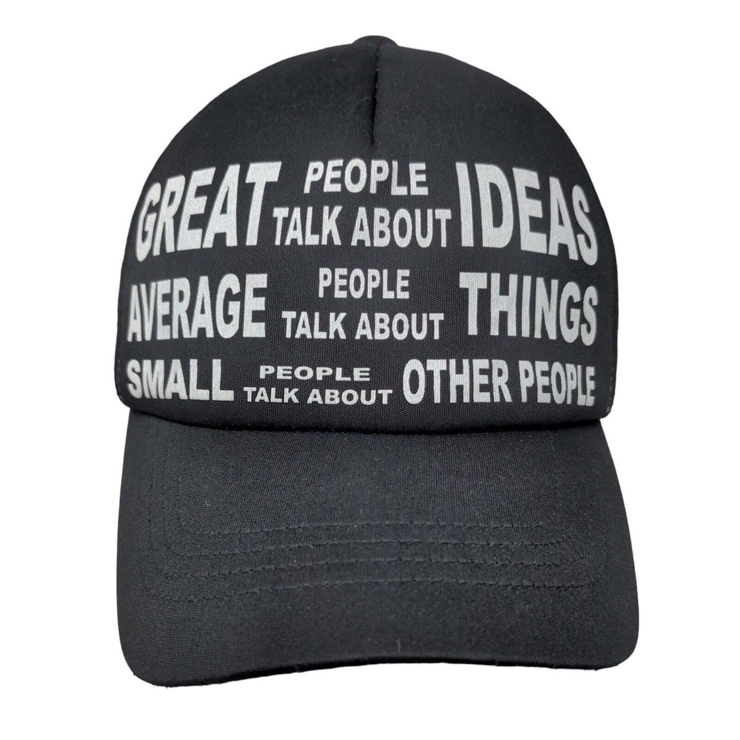 Great People Talk About Ideas Trucker Hat Black One Size Adjustable Mesh Back