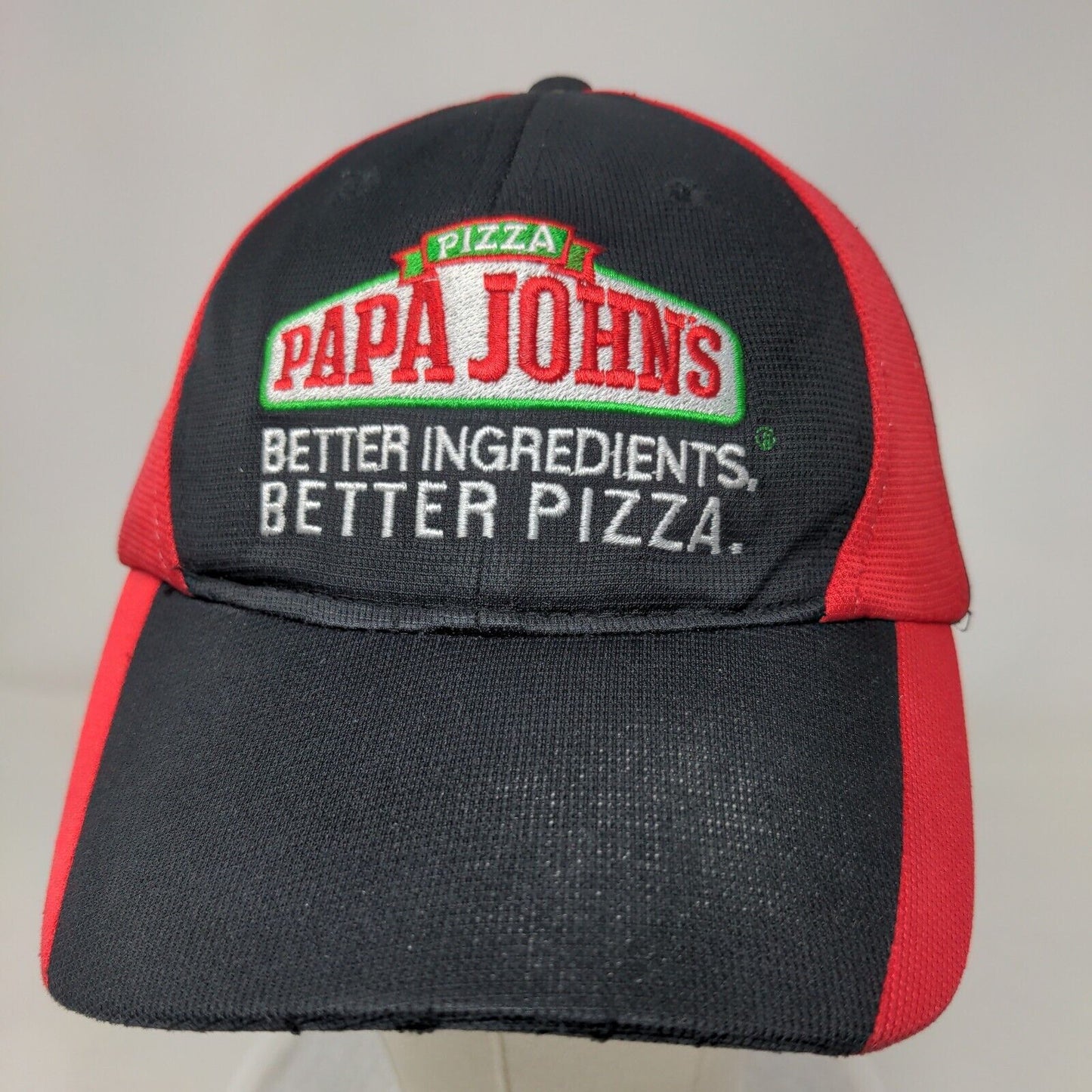 Papa John's Pizza Strapback Hat Black One Size Embroidered Adjustable