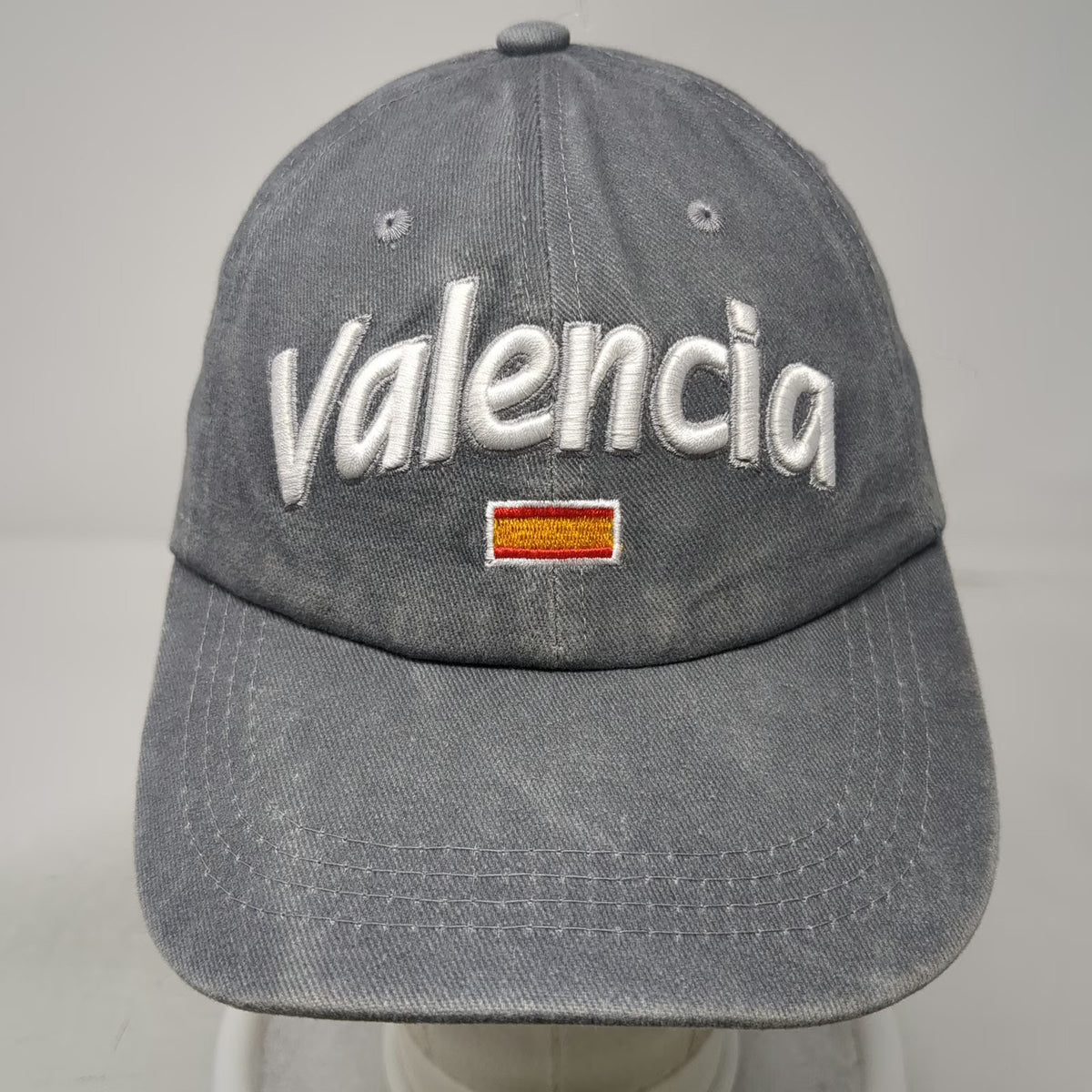 Gray One Size Baseball Cap Valencia Spain Flag Slideback Cotton Embroidery hat