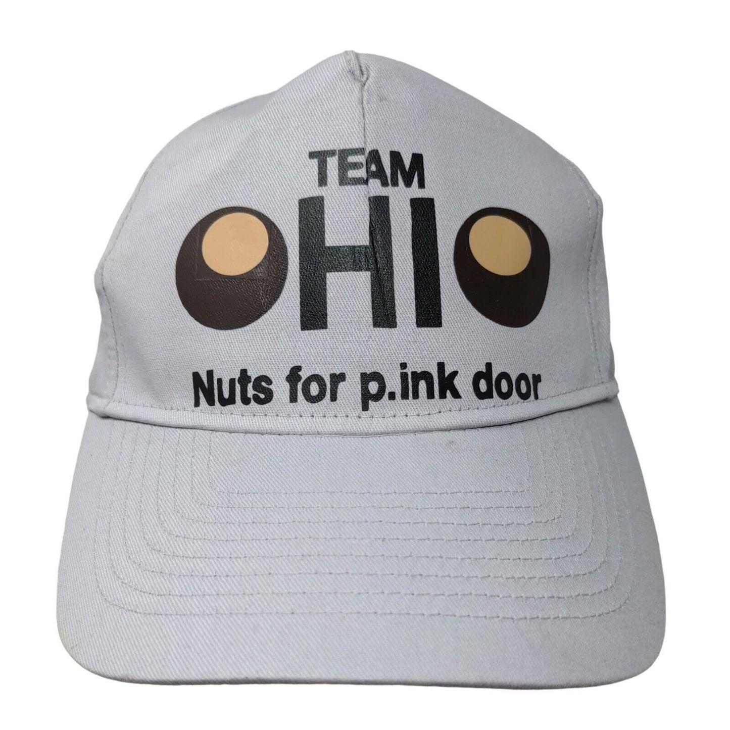 Ultra Club Men's Strapback Hat Gray Graphic Logo Team Ohio Pink Door Logo Cotton