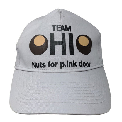 Ultra Club Men's Strapback Hat Gray Graphic Logo Team Ohio Pink Door Logo Cotton