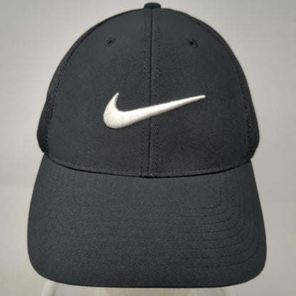Nike Baseball Cap Black One Size Fitted Mesh Back Swoosh Structured Golf Hat