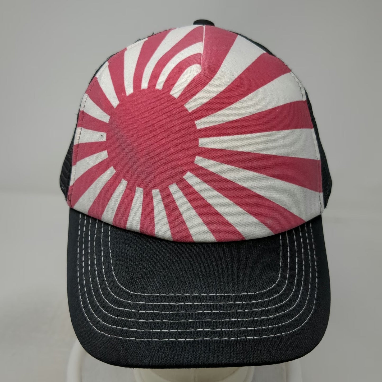 Hollywood Mirror Trucker Hat Black Red White One Size Rising Sun Mesh Back Hat