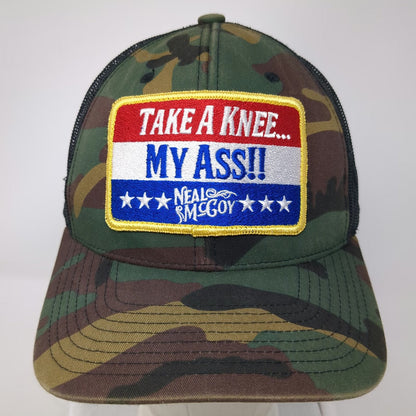 Yupoong Trucker Hat Green One Size Camo Neal McCoy Take A Knee My Ass Mesh Cap