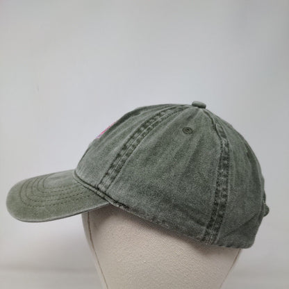 Rose Slideback Hat Green OSFM Embroidered Adjustable Outdoor 6 Panel