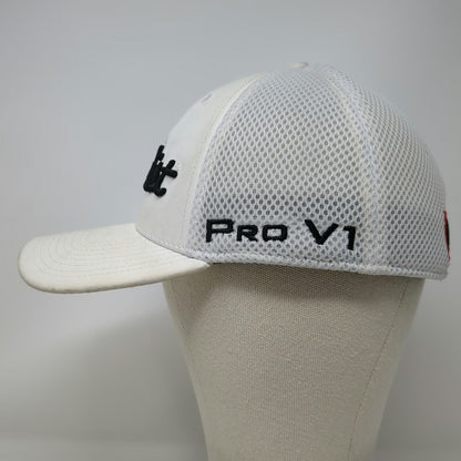 Titleist Baseball Cap White L Mesh Back Stretch Fit New Era Pro V1 FJ Golf Hat