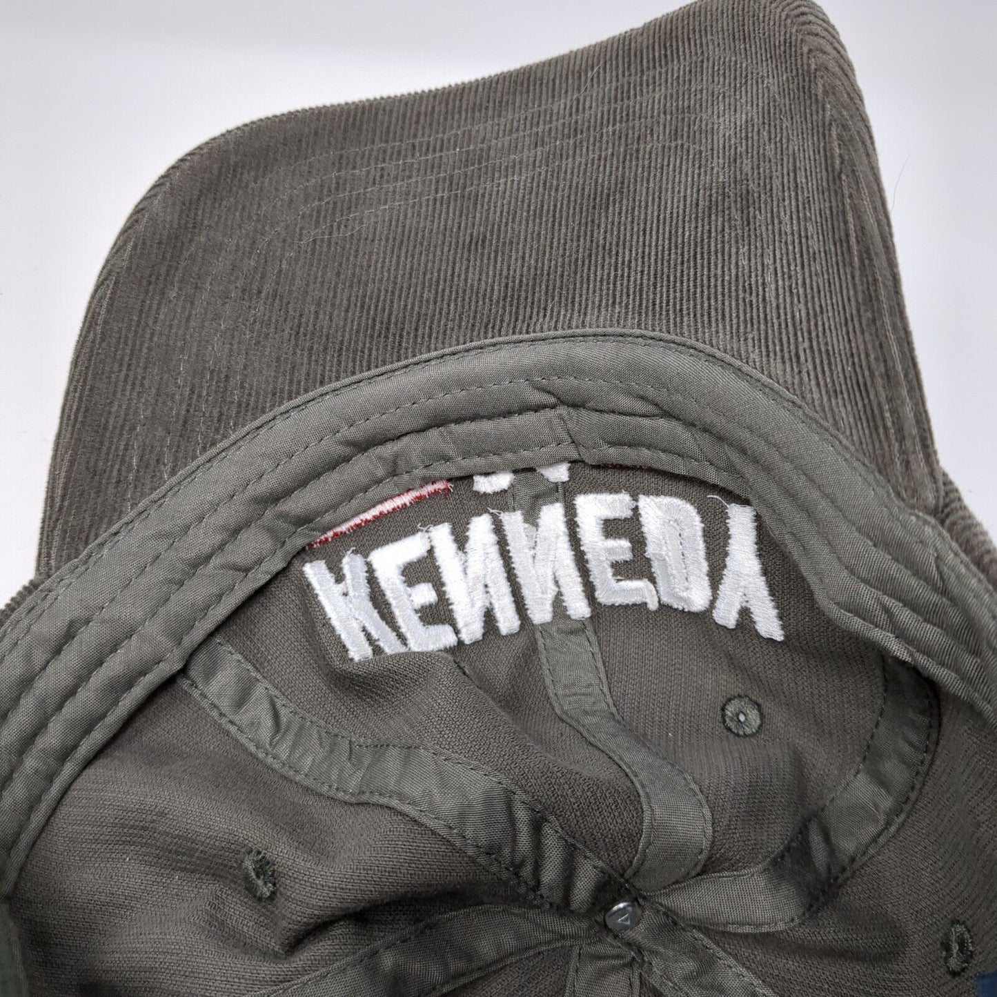 Kennedy 24 Slideback Hat Gray OSFA Adjustable Embroidered Corduroy Cotton