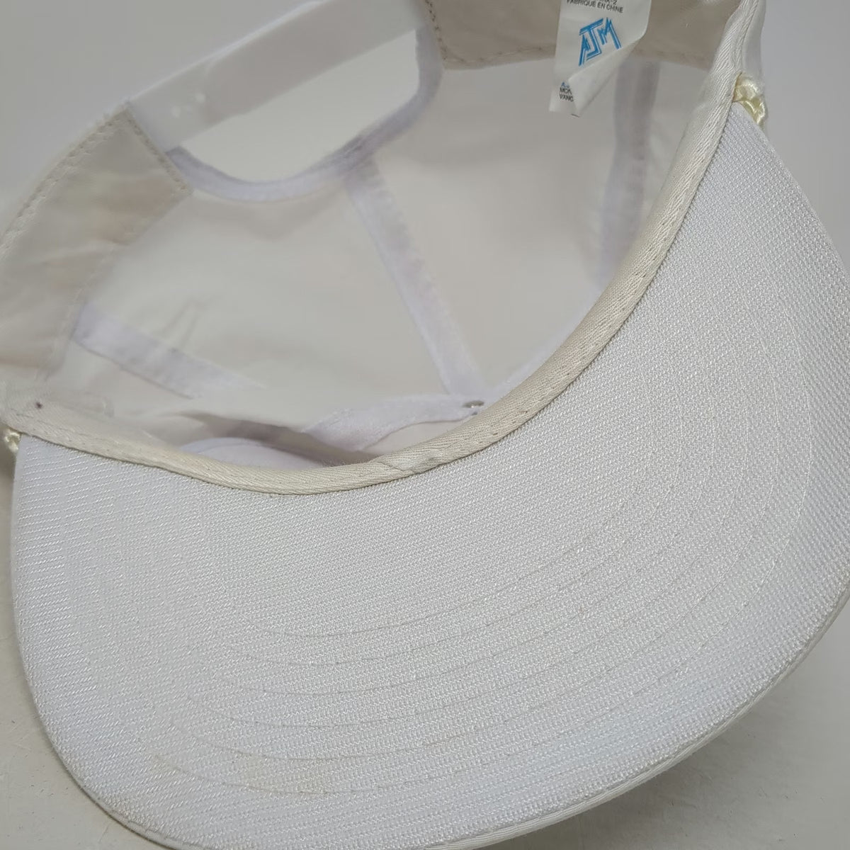 A.J.M. 5 Panel White One Size Hat Harris Rebar Logo Nylon Rope Bill Snapback