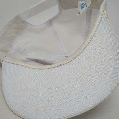 A.J.M. 5 Panel White One Size Hat Harris Rebar Logo Nylon Rope Bill Snapback