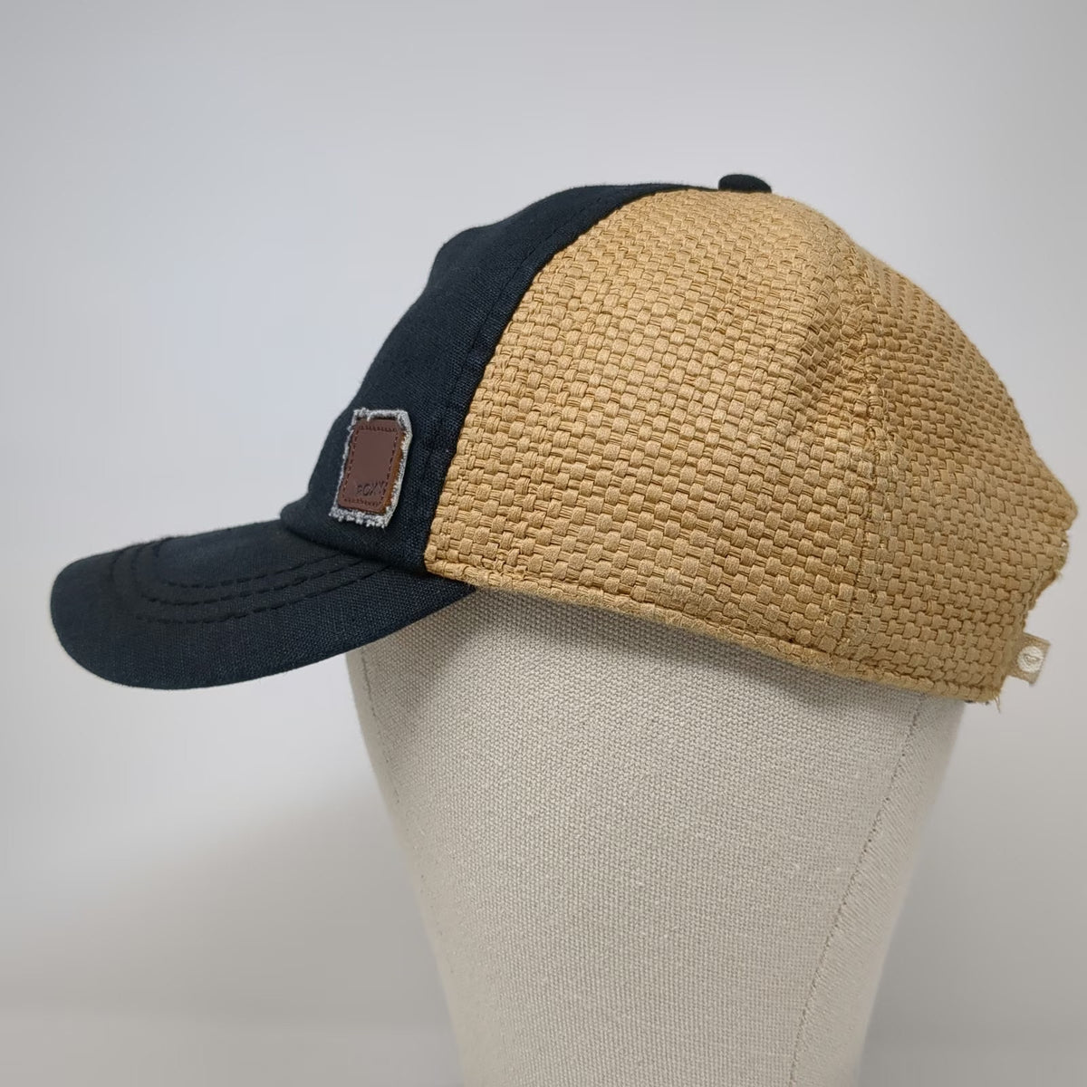 Roxy 5 Panel Black Beige Pink Green Hat One Size Straw Woven Floral Strapback