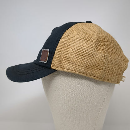 Roxy 5 Panel Black Beige Pink Green Hat One Size Straw Woven Floral Strapback