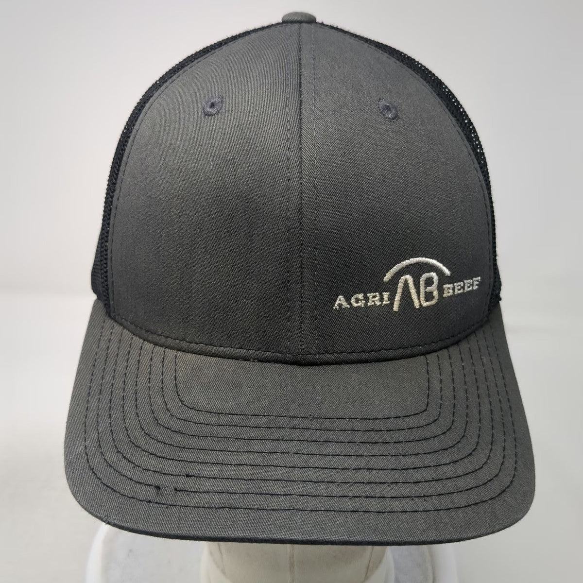Richardson Trucker Hat Gray One Size Snapback Mesh Agri Beef Logo Structured