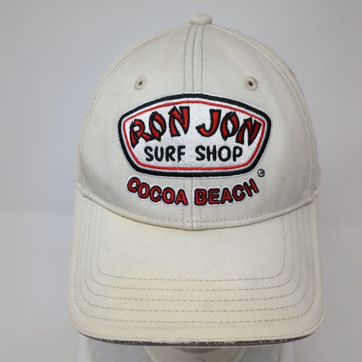 Ron Jon Surf Shop Cocoa Beach Baseball Cap Beige One Size Adjustable Cotton
