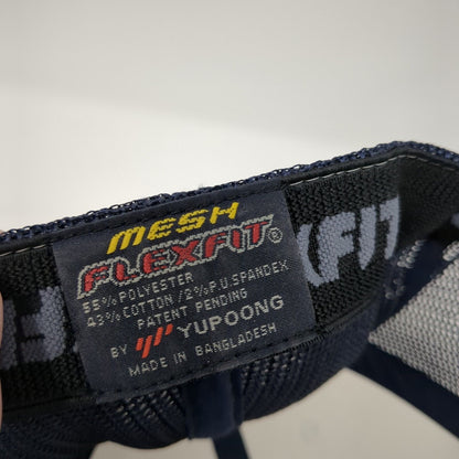 Flexfit Fitted Trucker Hat Blue One Size Mesh Back Embroidered 6 Panel Yupoong