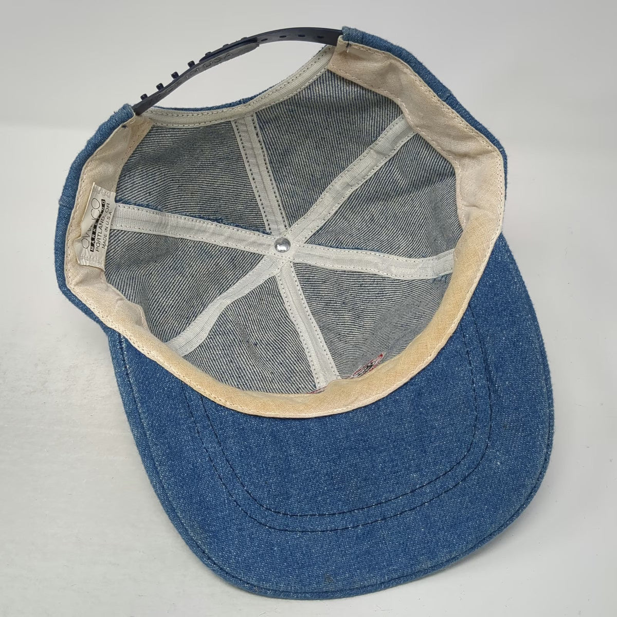Omnico EACO Baseball Cap Blue OSFM Denim Snapback Made in USA Hat Embroidered
