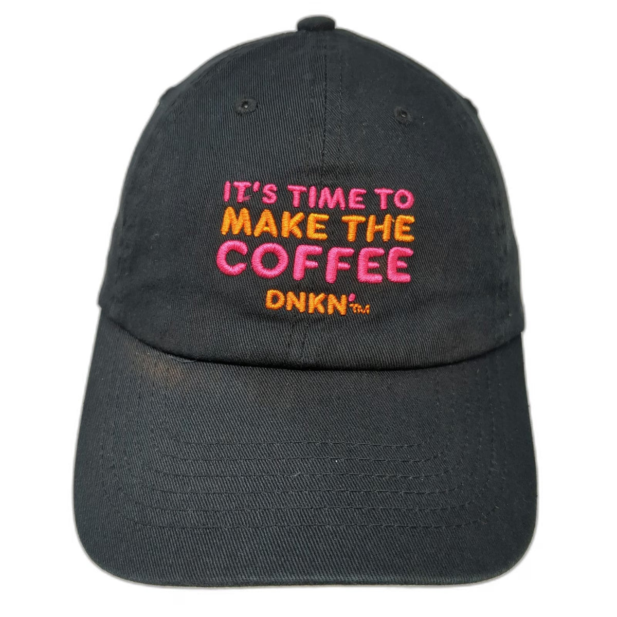 Dunkin DNKN Coffee DD Perks Black Baseball Cap Hat One Size Strapback Embroidery