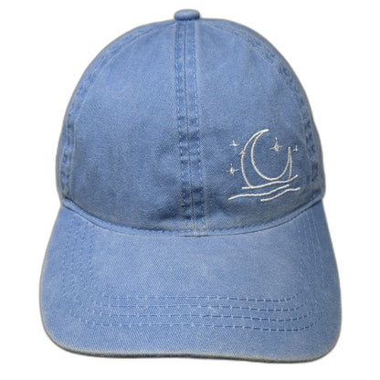 David and Young Baseball Cap Blue One Size Moon Stars Embroidery Slideback Hat