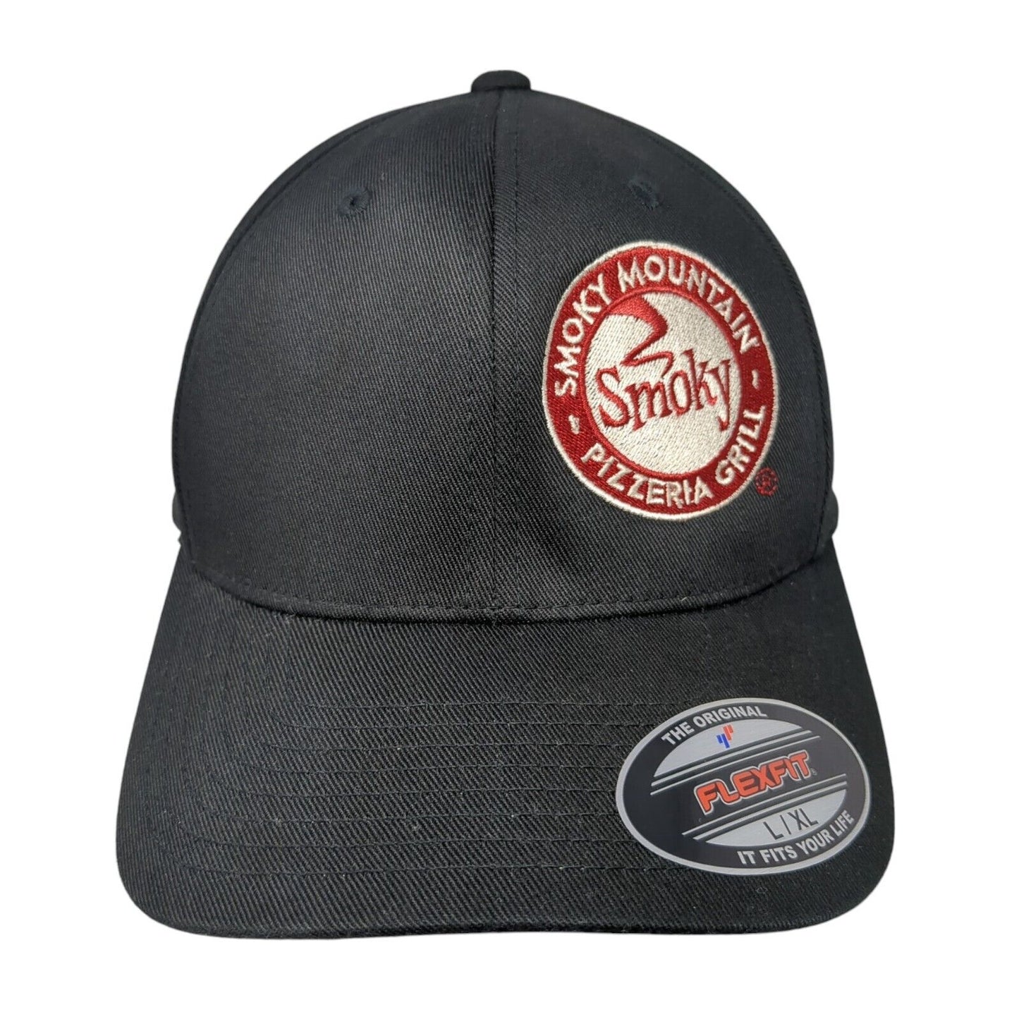Smoky Mountain Pizzeria Grill Fitted Hat Black L/XL Flexfit Embroidered