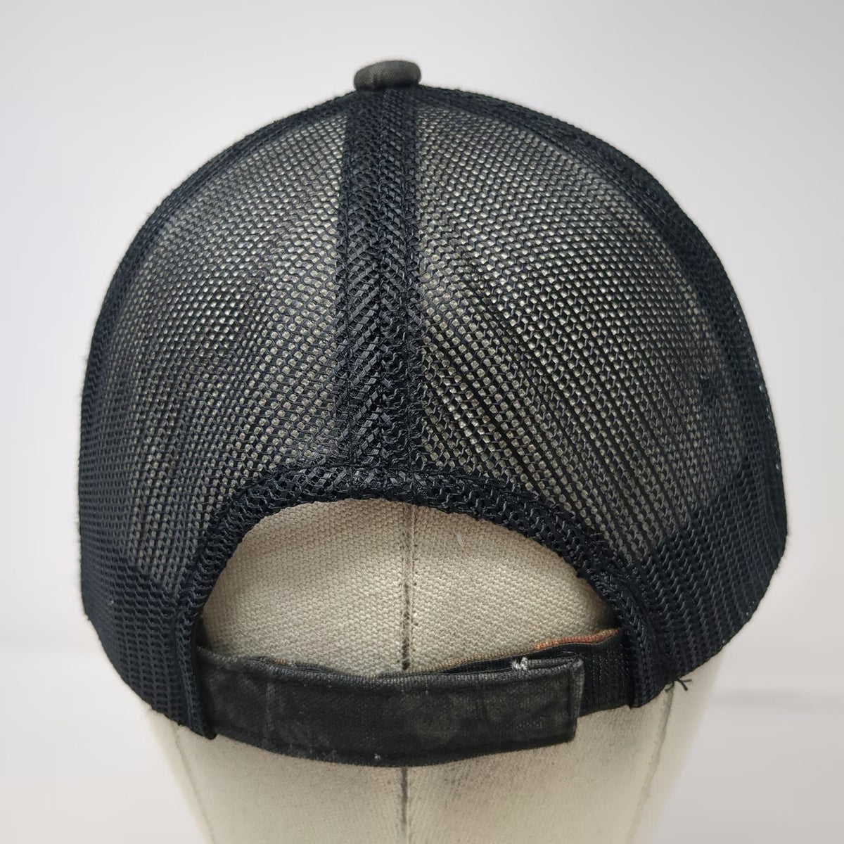 Mossy Oak Baseball Cap Black Gray Camo Mesh Back One Size Strapback Hunting Hat