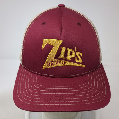Richardson Trucker Hat Red One Size Zips Drive In Mesh Snapback Restaurant Logo