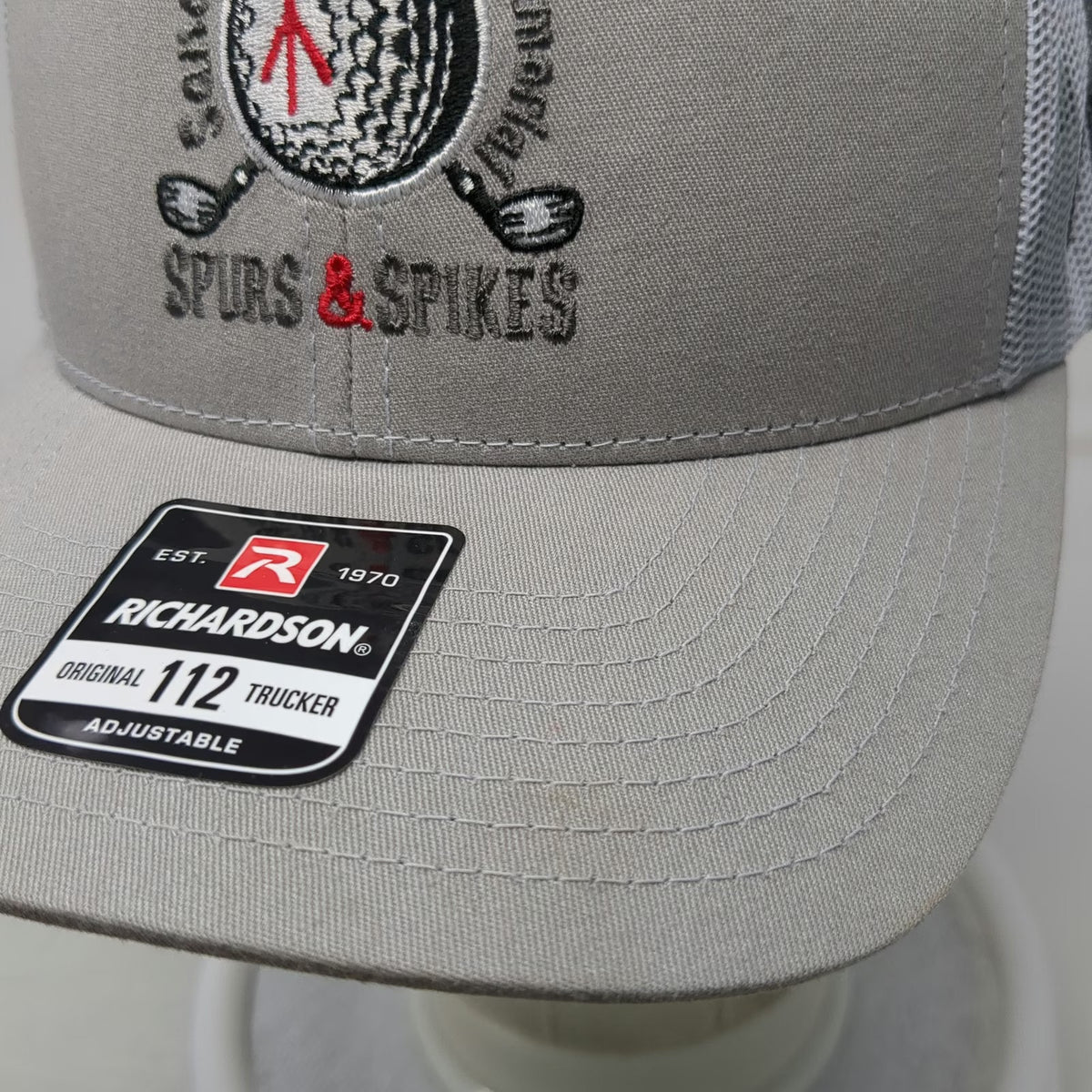 Richardson Trucker Hat Gray One Size Sandy McLeod Memorial Spurs Spikes Golf