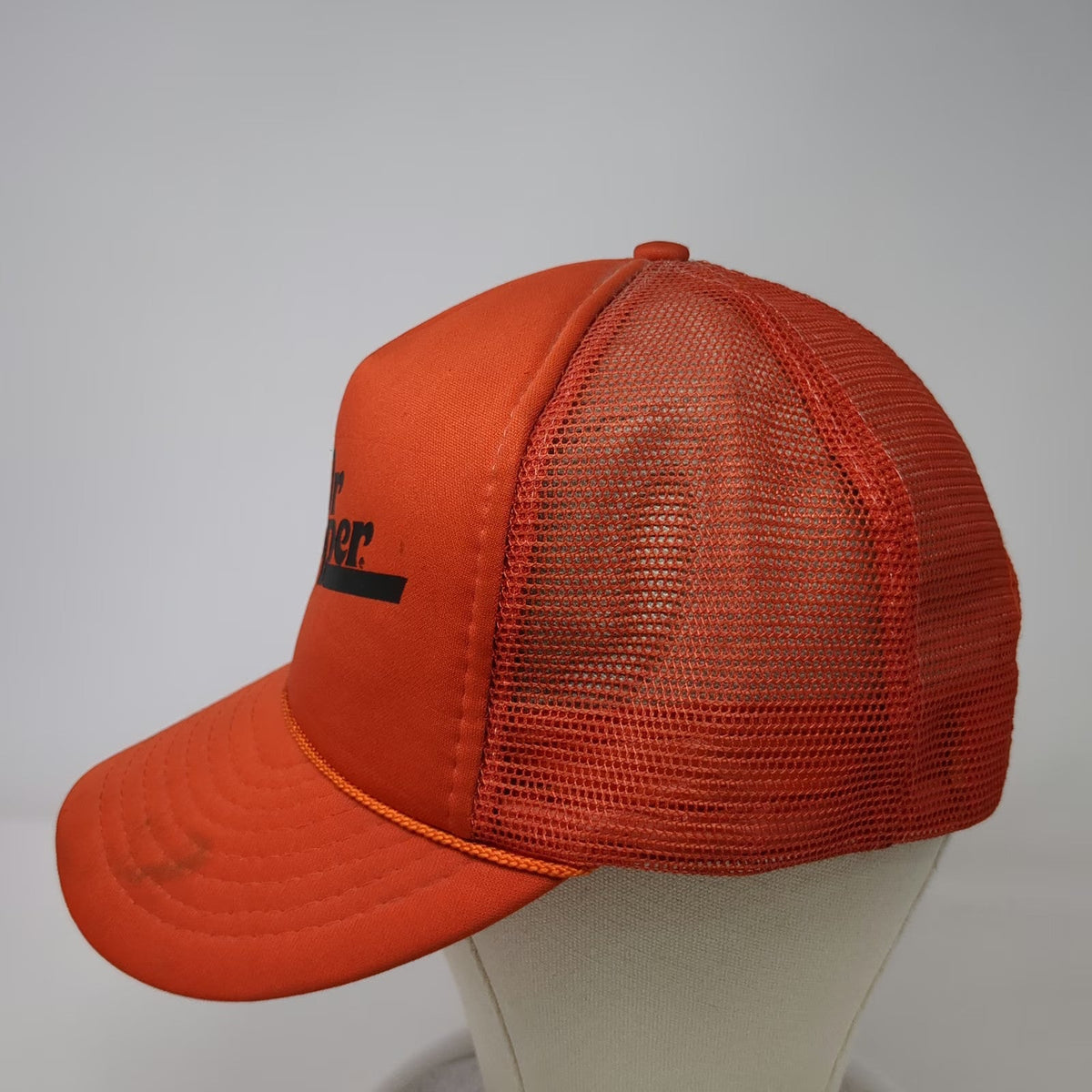 Dr Pepper Trucker Hat Orange One Size Mesh Snapback Rope Logo Graphic Soda Foam
