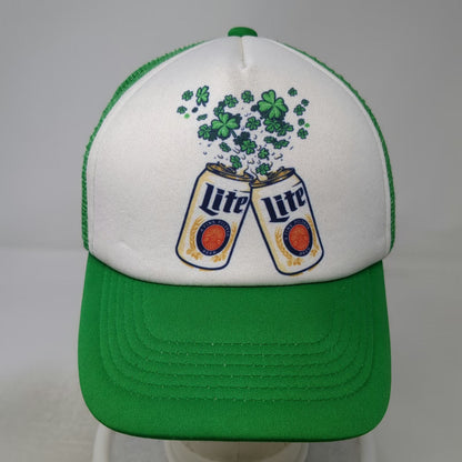 Miller Lite 5 Panel Hat Green One Size Mesh Trucker Beer St Patricks Day Clover