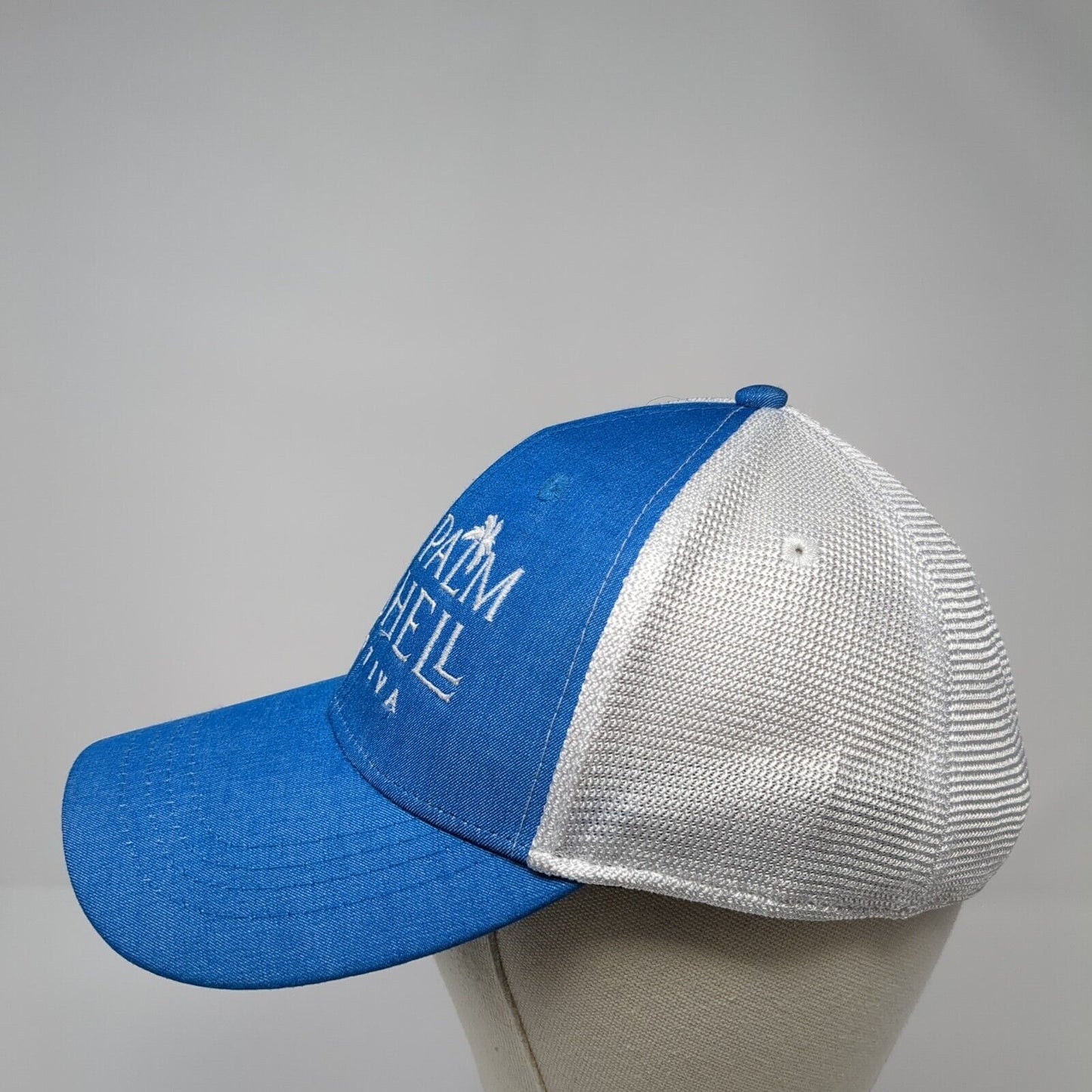 The Palm & Shell Captiva Strapback Trucker Hat Blue One Size Mesh Back
