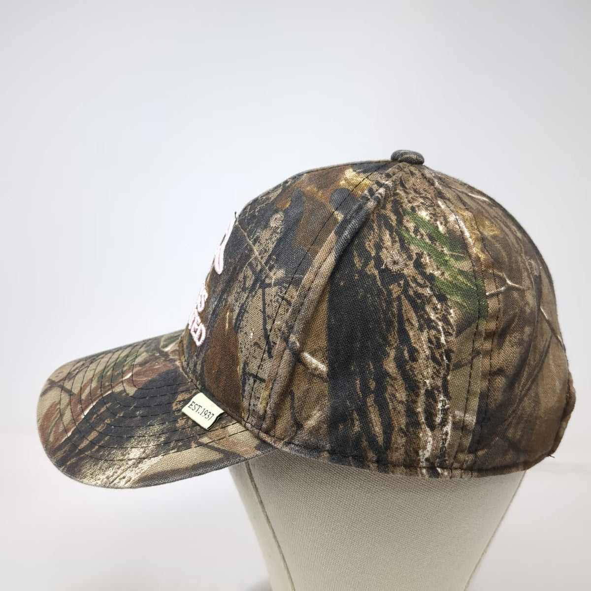 Ducks Unlimited Baseball Cap Brown Camo Pink Logo One Size Slideback Hunting Hat