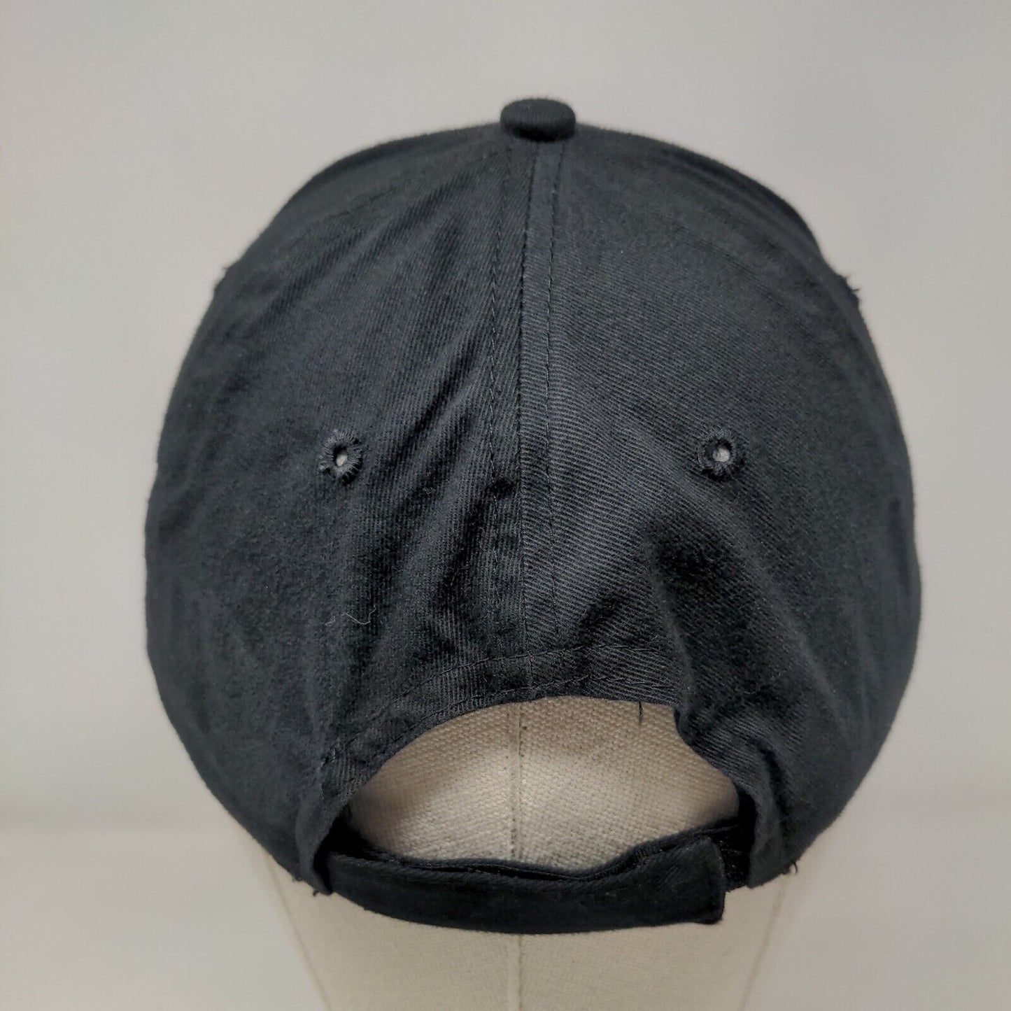Unbranded Strapback Hat Black One Size Adjustable Vented Holes 6 Panel Blank
