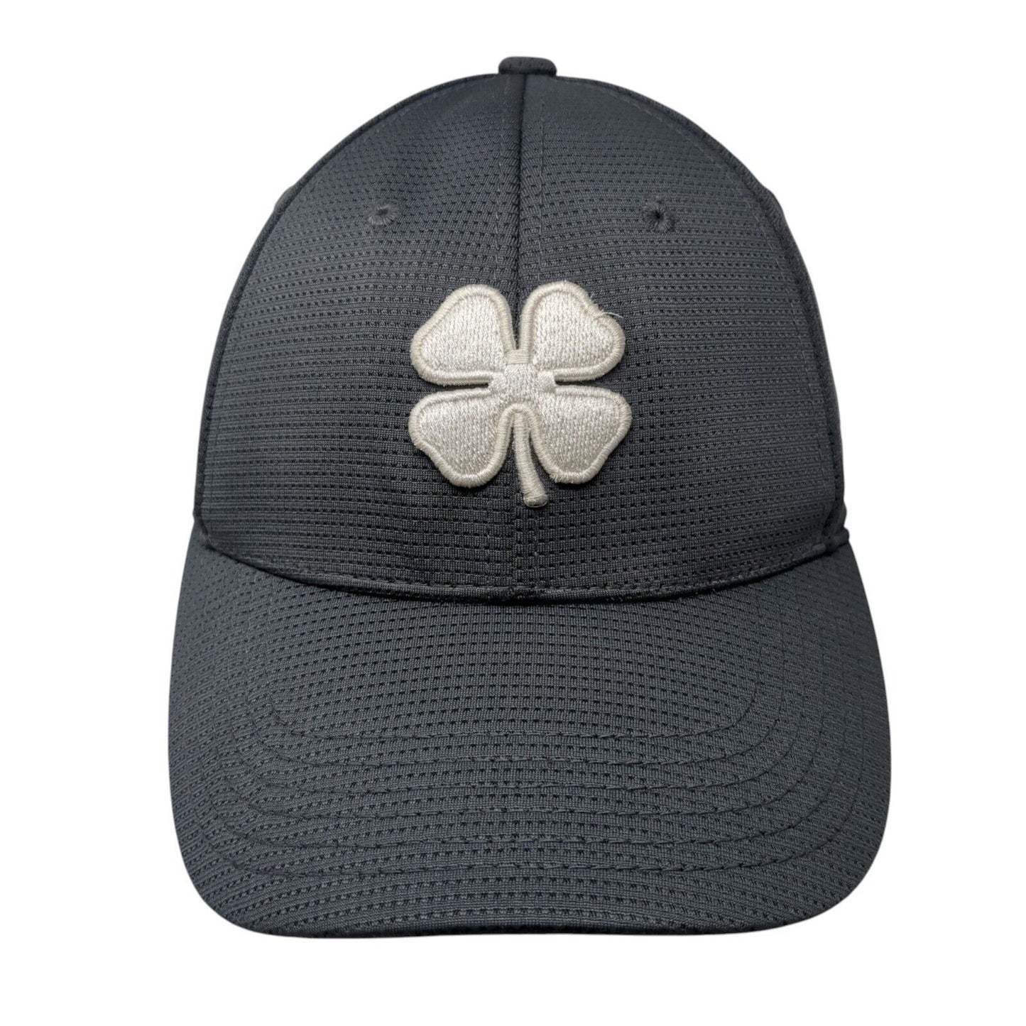 Live Lucky Fitted Baseball Cap Gray Medium Lightweight Embroidered Black Clover