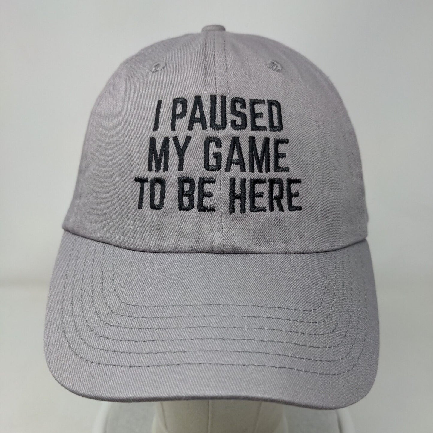 I Paused My Game To Be Here Slideback Hat Gray One Size Adjustable Embroidered