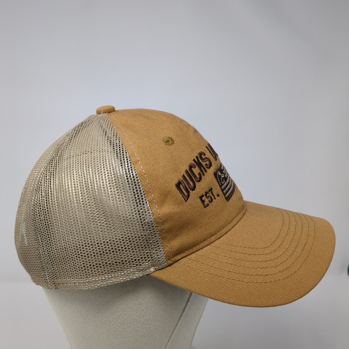 Ducks Unlimited Est 1937 Snapback Trucker Hat Brown OS Adjustable Mesh Back OC