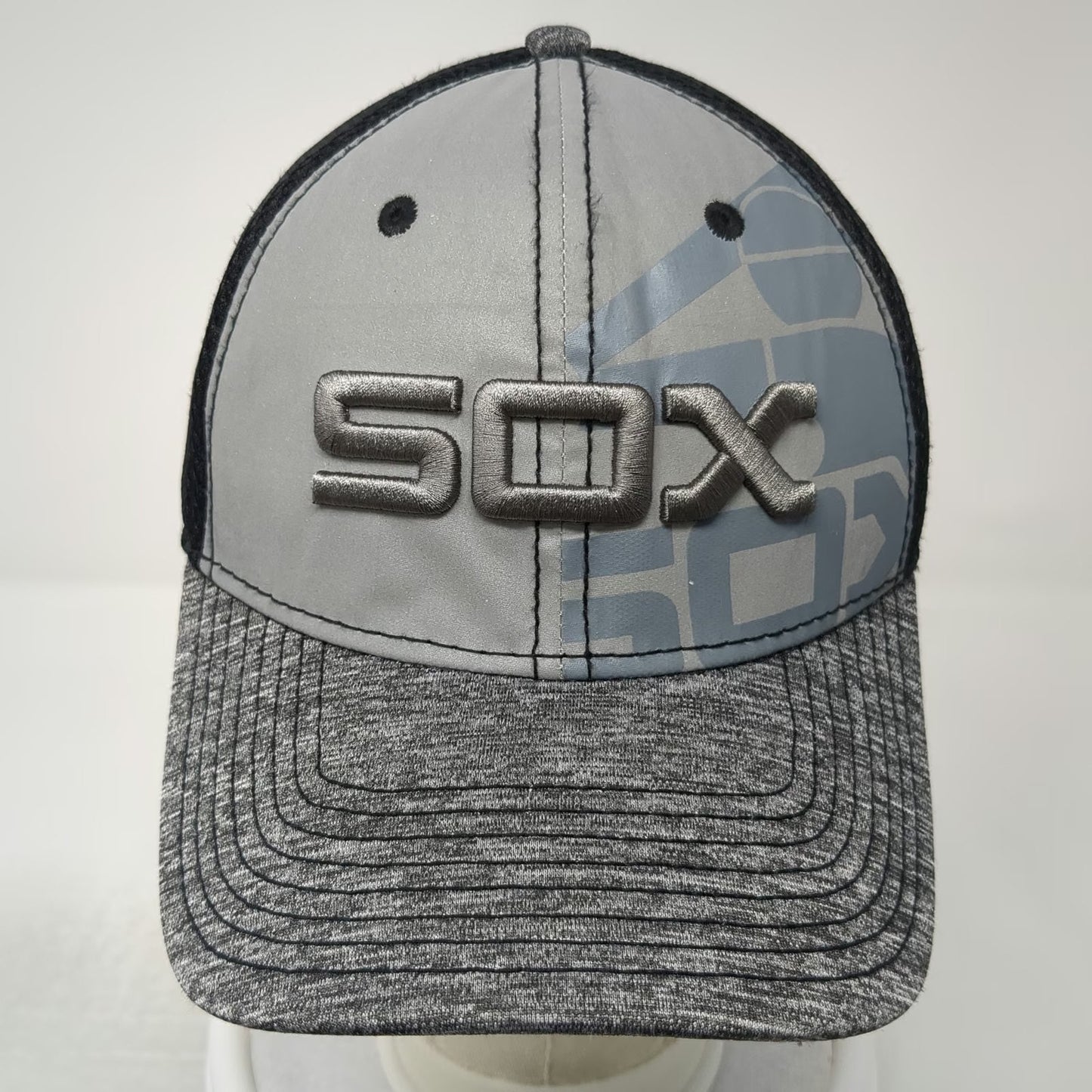 Chicago White Sox MLB New Era Baseball Cap Gray M 39THIRTY Stretch Fit Mesh Hat