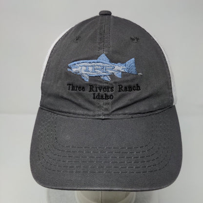 Three Rivers Ranch Idaho Strapback Trucker Hat Gray OSFM Mesh Back