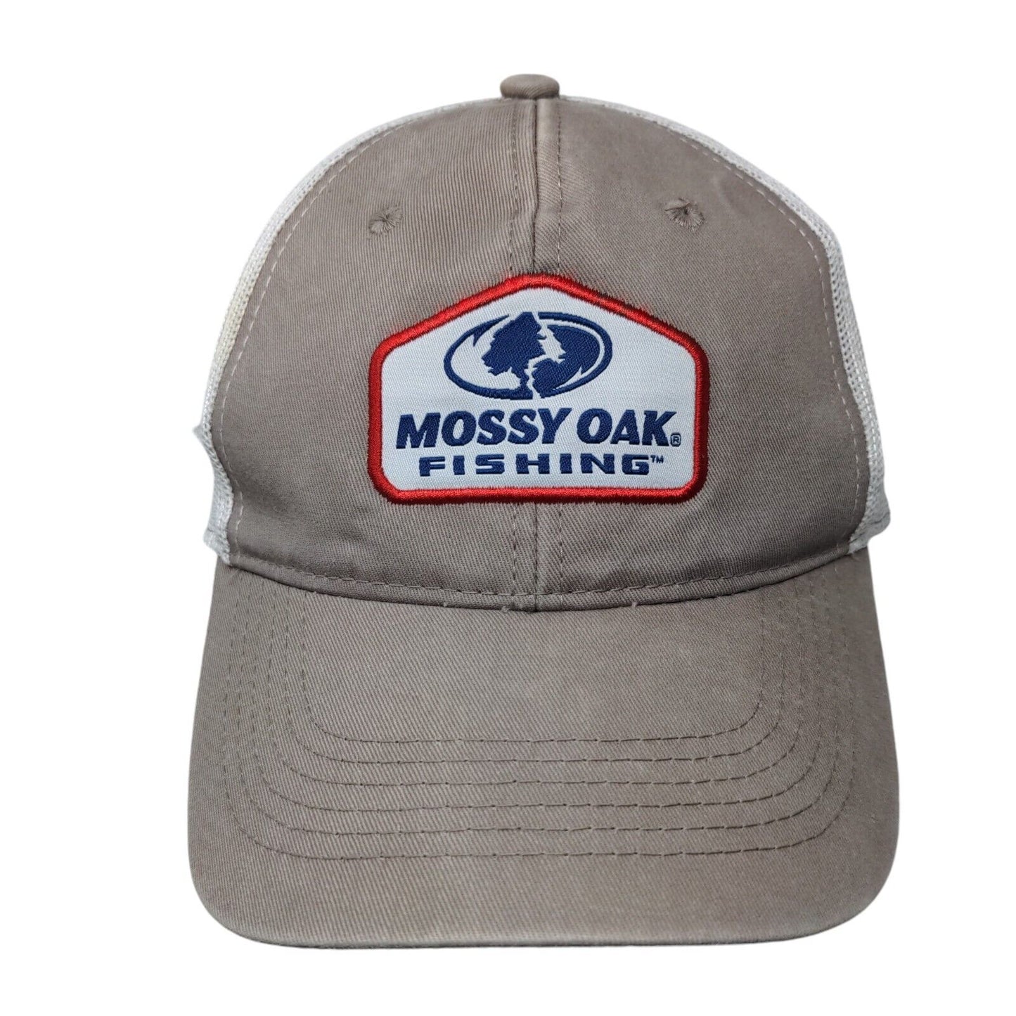 Mossy Oak Fishing Snapback Mesh Back Trucker Hat Tan OSFM Outdoor Cap